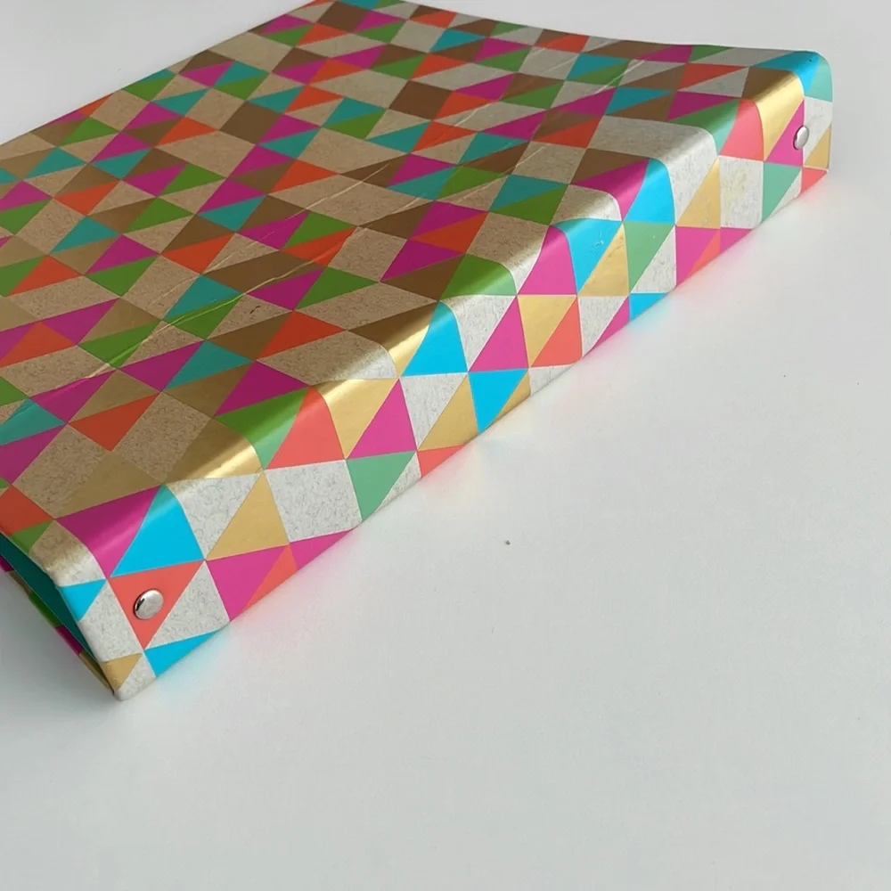 [ Greenroom 100% Recycled Binder - 2” w/ 1” Ring - Neon Geometric Triangle ]